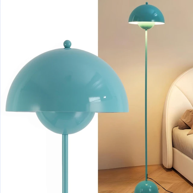Main image of Mid-Century Modern Metal Bud Floor Lamp for Home and Office, Turquoise Indirect lighting, fits narrow spaces,fit for bedroom, living room & office, match with modern, industrial, farmhouse decor