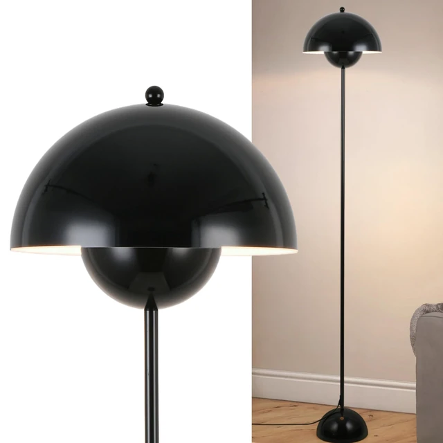 Main image of Mid-Century Modern Metal Bud Floor Lamp for Home and Office, Glossy Black Indirect lighting, fits narrow spaces,fit for bedroom, living room & office, match with modern, industrial, farmhouse decor