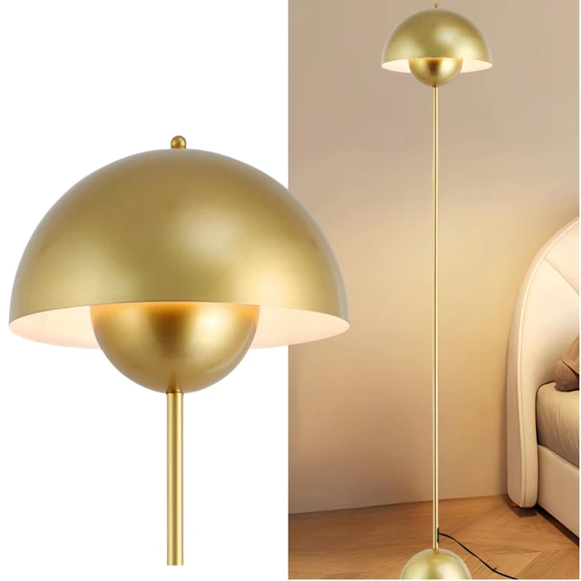 Main image of Mid-Century Modern Metal Bud Floor Lamp for Home and Office, Pearl Gold Indirect lighting, fits narrow spaces,fit for bedroom, living room & office, match with modern, industrial, farmhouse decor
