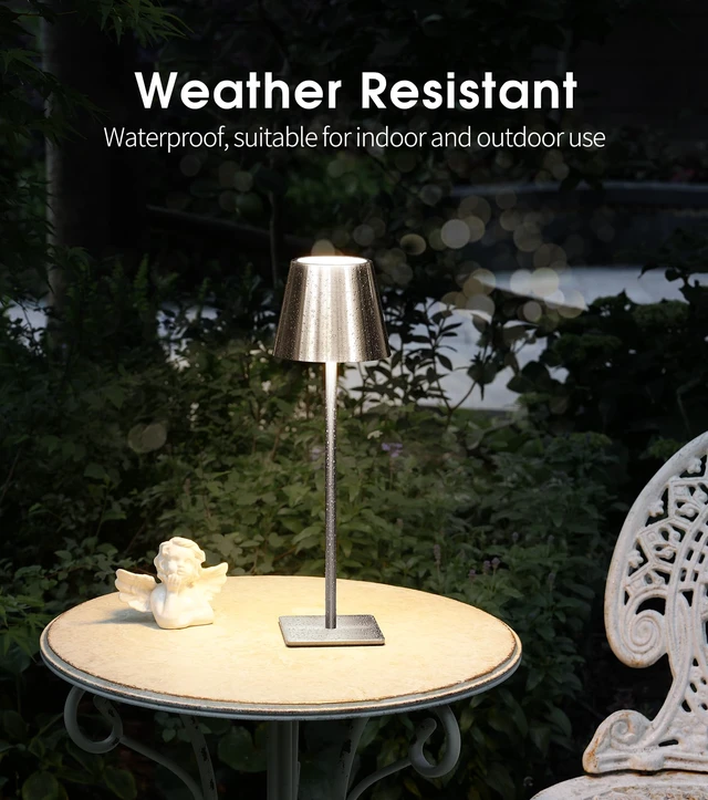Alt view image 4 of 7 - 3 Pack Cordless Table Lamp, Battery Operated Lamp - Portable Waterproof Rechargeable Table Lamp w/ 3 Color Temps & Stepless Dimming for Dinner, Desk, Cafe, Outdoor (Brushed Silver)