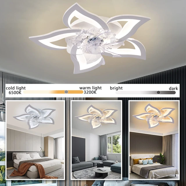 Alt view image 3 of 7 - Low Profile Ceiling Fan with Lights,110v Modern Dimmable Flower Shape, Remote Control/app Control,Timing 6 Gear Speeds Fan Ceiling Lamp