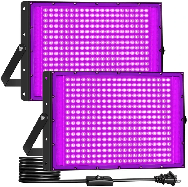Main image of 300W Black Light Waterproof for Outdoor Glow Party Halloween, 2 Pack 10FT Long Cord with Switch&Plug, Blacklight Floodlight, for Outdoor Neon parties, Fluorescent, Birthday