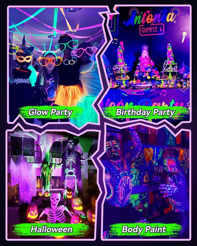 Alt view image 4 of 7 - 300W Black Light Waterproof for Outdoor Glow Party Halloween, 2 Pack 10FT Long Cord with Switch&Plug, Blacklight Floodlight, for Outdoor Neon parties, Fluorescent, Birthday
