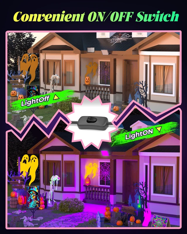Alt view image 6 of 7 - 300W Black Light Waterproof for Outdoor Glow Party Halloween, 2 Pack 10FT Long Cord with Switch&Plug, Blacklight Floodlight, for Outdoor Neon parties, Fluorescent, Birthday