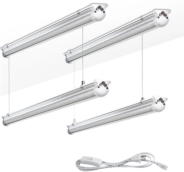 Main image of 4Pack 4FT LED Shop Light Garage Lights,50W 6000K 7500LM White Light,Hanging/Surface Mount,Plug and Play,Linkable T8 LED Shop Lights,Commercial Bay Lighting for Warehouse Workshop Basement