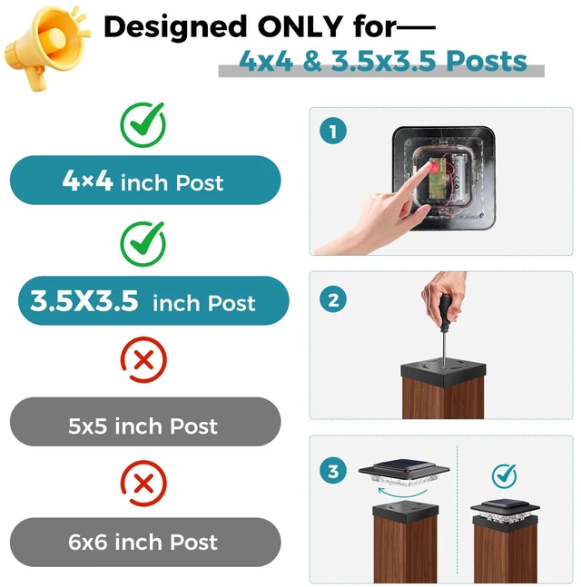 Alt view image 2 of 7 - 4x4 Solar Post Cap Lights Outdoor 16Pack- 3 Color Temperatures& 2 Level Brightness, IP65 Waterproof, 16 LED Black Fence Deck Post Light Solar Powered for 4×4/3.5×3.5 Wood/Vinyl Posts