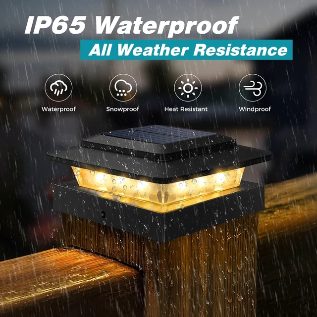 Alt view image 4 of 7 - 4x4 Solar Post Cap Lights Outdoor 16Pack- 3 Color Temperatures& 2 Level Brightness, IP65 Waterproof, 16 LED Black Fence Deck Post Light Solar Powered for 4×4/3.5×3.5 Wood/Vinyl Posts