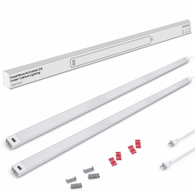 Main image of 2Pcs 36 Inch Under Cabinet Lights with Hand Wave,Plug and Play 4000K Natural White,Dimmable,CRI>90,110V,750 Lumen,10W,Bright Counter,Shelf,Above the Sink