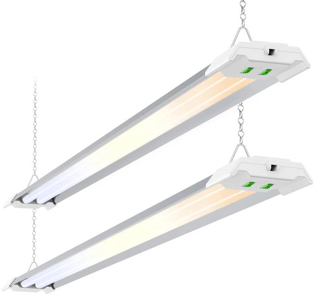 Main image of ® LED Shop Lights 4FT with Reflector, 5000LM Super Bright, Adjustable 3000K-5000K Color Temperature, 120V, Warm to Cool Daylight Linkable Shop Lights for Workshop/Basement, 2 Pack