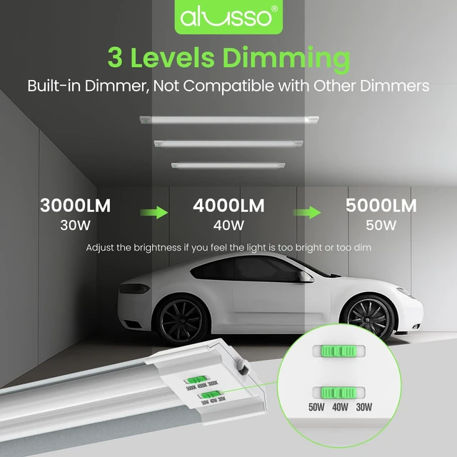 Alt view image 4 of 7 - ® LED Shop Lights 4FT with Reflector, 5000LM Super Bright, Adjustable 3000K-5000K Color Temperature, 120V, Warm to Cool Daylight Linkable Shop Lights for Workshop/Basement, 2 Pack