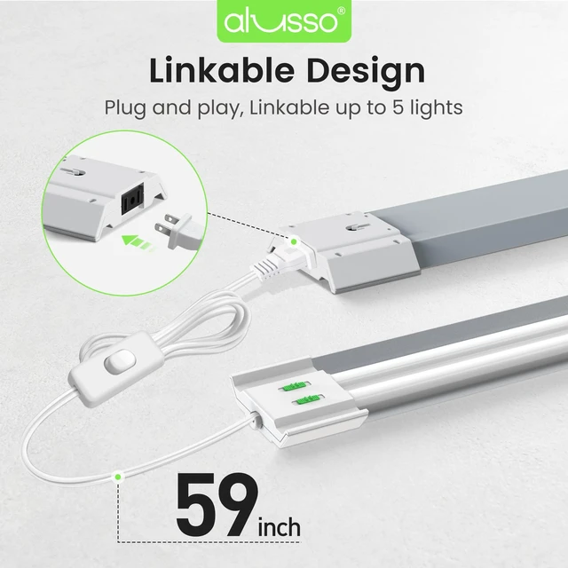 Alt view image 6 of 7 - ® LED Shop Lights 4FT with Reflector, 5000LM Super Bright, Adjustable 3000K-5000K Color Temperature, 120V, Warm to Cool Daylight Linkable Shop Lights for Workshop/Basement, 2 Pack