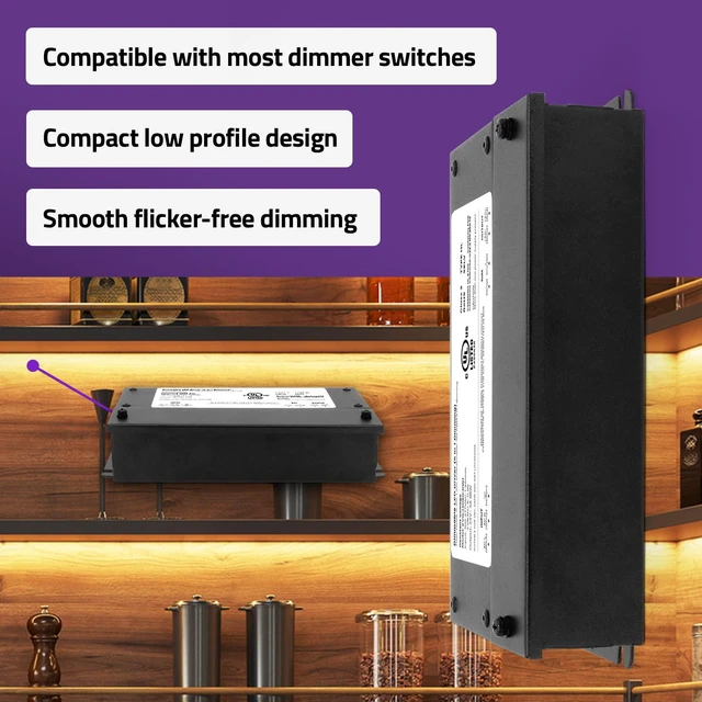 Alt view image 2 of 7 - 24V 96W Dimmable LED Driver Smooth Flicker Free Dimming TRIAC, 0-10V, Phase Cut, & 10V PWM Compatible with Lutron and Leviton Dimmer Switches, UL Listed, Class 2, 100-277V AC 4A DC