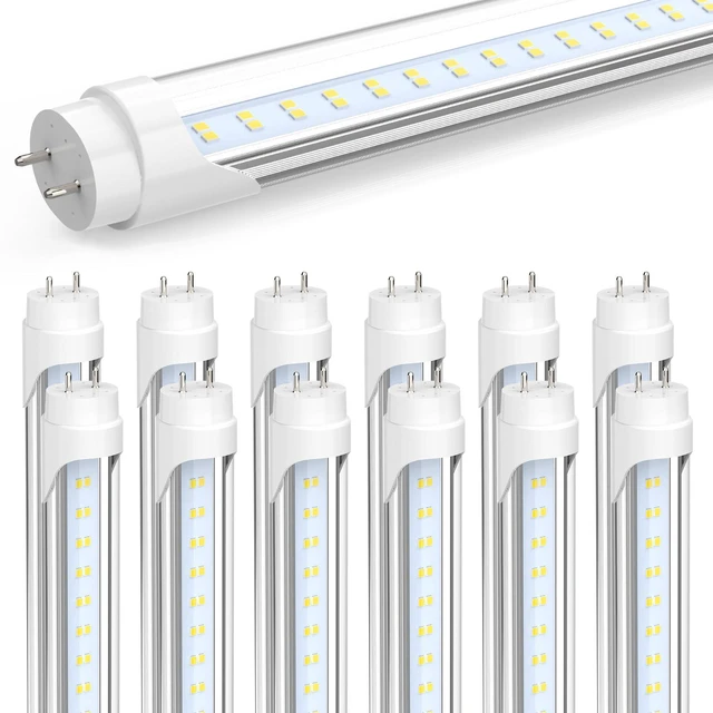 Main image of 4FT LED T8 Type A+B Tube Lights, 24W, 3200LM, 6000K-12P Single or Double End Powered, Plug and Play or Ballast Bypass, 4 Foot T10 T12 Fluorescent Bulbs Replacement, Clear