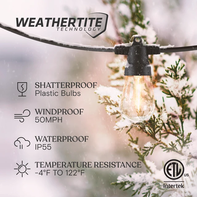 Alt view image 2 of 6 - Solar String Lights with 48 Hanging Edison Bulbs and Brightness Controls with Remote 7W-104 3000K