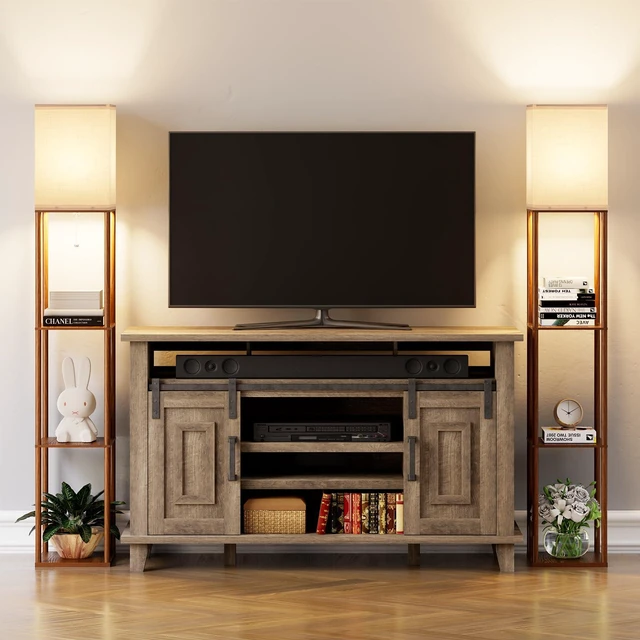 Alt view image 7 of 7 - Floor Lamp with Shelves for Living Room Walnut Brown 2 Pack, Shelf Floor Lamp with 3 CCT LED Bulb, Corner Display Standing Column Lamp Etagere Organizer Tower Nightstand for Bedroom