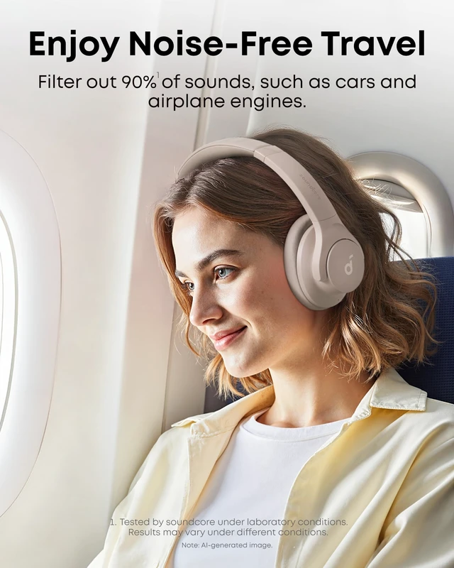 Alt view image 2 of 7 - by Anker Q20i Hybrid Active Noise Cancelling Headphones, Black Over-Ear, Bluetooth, 40H ANC Playtime, Hi-Res, Big Bass, Transparency Mode, Customize via App, Travel, Home, Office