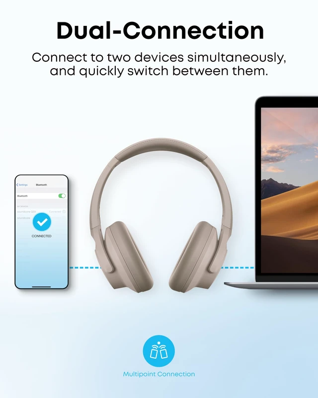 Alt view image 7 of 7 - by Anker Q20i Hybrid Active Noise Cancelling Headphones, Black Over-Ear, Bluetooth, 40H ANC Playtime, Hi-Res, Big Bass, Transparency Mode, Customize via App, Travel, Home, Office