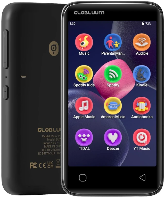 Main image of MP3 Player with Bluetooth and WiFi, Spotify Compatible, Music Player 96GB Streaming Music, Audible Support, Android 14 System, 4" Touchscreen, Family Friendly, Parental Controls, Black Gold