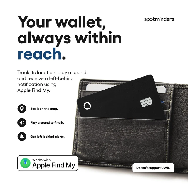 Alt view image 3 of 7 - SPOTMINDERS Apple MFi Certified Credit Card Wallet Tracker PRO 4-Pack (iOS Only) Works with Apple Find My Rechargeable Tracking Card for Wallet IP68 0.07in Slim iPhone Item Finder for Luggage or Car