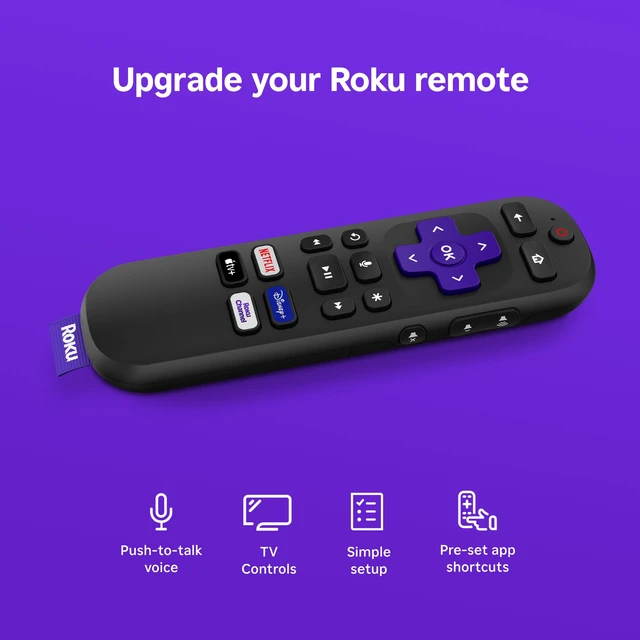 Alt view image 2 of 7 - Voice Remote, Replacement TV Remote Control Voice Control, Simple Setup, & Pre-Set App Shortcuts - Compatible with TV, Players, & Audio Devices