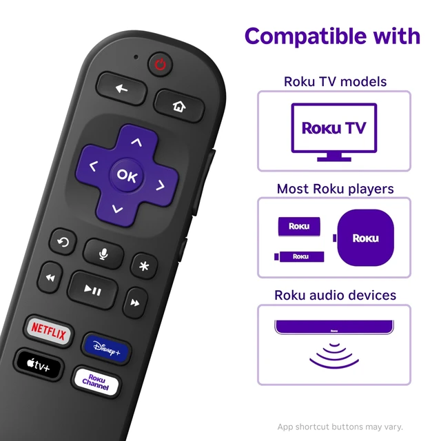 Alt view image 3 of 7 - Voice Remote, Replacement TV Remote Control Voice Control, Simple Setup, & Pre-Set App Shortcuts - Compatible with TV, Players, & Audio Devices