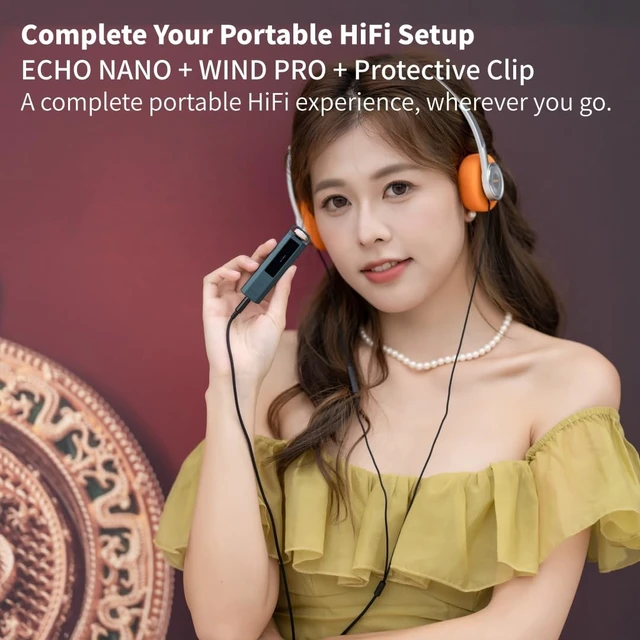 Alt view image 6 of 7 - FiiO Echo Nano Retro HiFi Music Player with Scroll Wheel, CS43131 DAC, USB DAC, Lossless Audio Player Supporting DSD256/FLAC/WAV/MP3, 3.5mm Output, 256GB Expansion (Green)