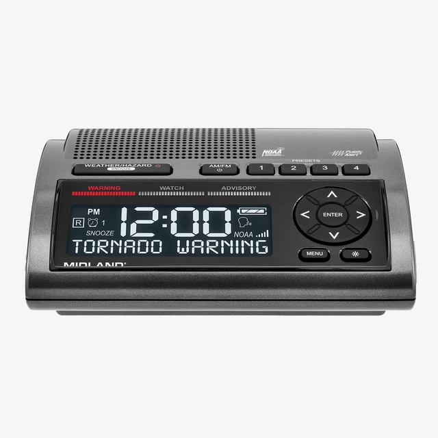 Alt view image 2 of 7 - WR400 Weather Radio Deluxe - NOAA Emergency Alert Scanner Home Use with Battery Backup - Local County Programming Over 80 Emergency Voice Flashing Alerts Alarm Clock AM/FM Radio