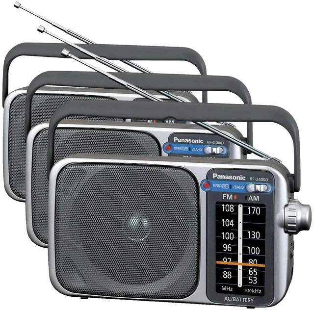 Main image of Portable AM/FM Radio, Battery Operated Analog Radio, AC Powered, Silver (RF-2400D) (Pack of 3)