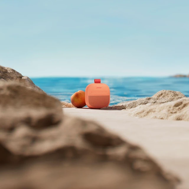 Alt view image 3 of 6 - SoundLink Micro Portable Bluetooth Speaker (2nd Gen), Wireless Outdoor Speaker, Up to 12 Hours Battery Life, Waterproof and Dustproof, Sunset Peach - Limited Edition Color