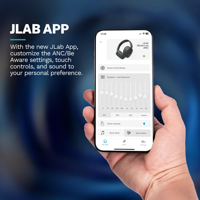 Alt view image 5 of 7 - JBuds Lux ANC Jelle Wireless Over-Ear Headphones, Royal Caviar