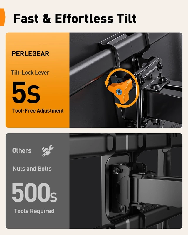 Alt view image 6 of 7 - UL Listed Full Motion TV Wall Mount for 42-90" TVs up to 132lbs Heavy Duty TV Mount with Dual Articulating Arms, Tool-Free Smooth Tilt, Swivel, Fits 16" Studs, Max VESA 600x400mm, PGLF8