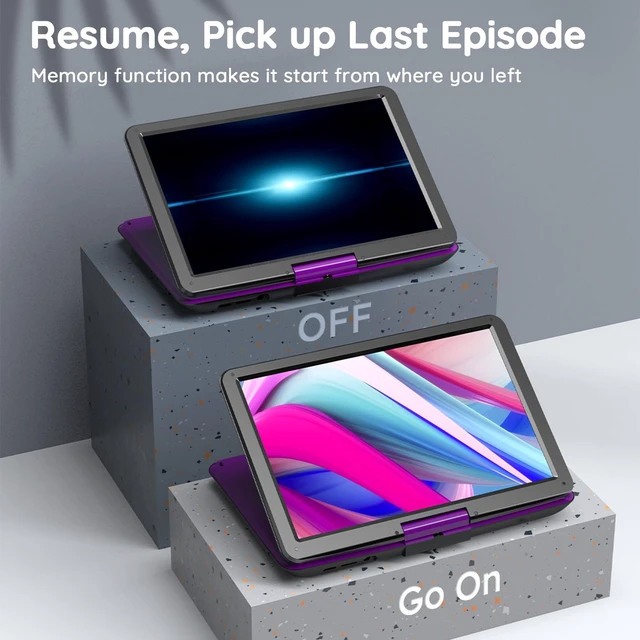 Alt view image 5 of 7 - 17.5" Portable DVD Player with 15.6" Large HD Screen, 6 Hours Rechargeable Battery, Support USB/SD Card/Sync TV and Multiple Disc Formats, High Volume Speaker, Purple
