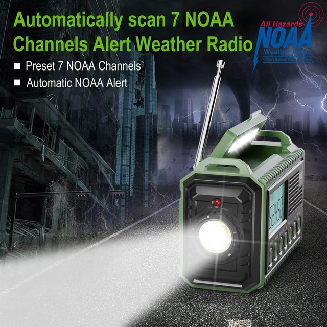 Alt view image 2 of 7 - Emergency Radio, 12000mAh/44400mWh Battery Operated Weather Radio, Solar Hand Crank Radio with AM/FM/SW/NOAA Alert, Cell Phone Charger, Type-C Charging, Flashlight and SOS Siren