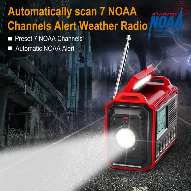 Alt view image 2 of 7 - Emergency Radio, 5000mAh/18500mWh Weather Radio, Solar Hand Crank Emergency Radio with AM/FM/SW/NOAA, Cell Phone Charger, Headphone Jack, Flashlight, Type-C Charging and SOS Siren for Hurricane