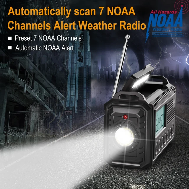 Alt view image 2 of 7 - NOAA Weather Radio, 5000mAh/18500mWh Solar Hand Crank Emergency Radio, Battery Powered Portable Radio with AM/FM/SW/NOAA, Cell Phone Charger, Type-C Charging, Flashlight and SOS Siren