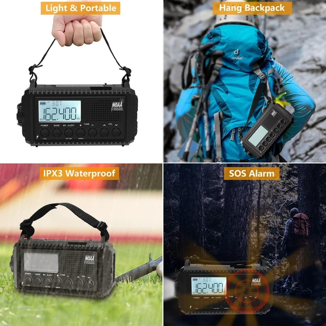 Alt view image 5 of 7 - NOAA Weather Radio, 5000mAh/18500mWh Solar Hand Crank Emergency Radio, Battery Powered Portable Radio with AM/FM/SW/NOAA, Cell Phone Charger, Type-C Charging, Flashlight and SOS Siren