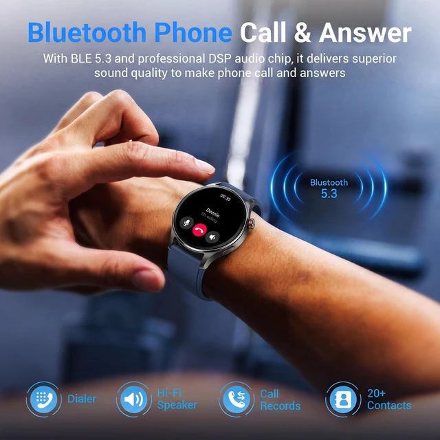 Alt view image 3 of 7 - Smart Watch for Men Women,1.32" AMOLED Fitness Tracker (Navy Blue) Make & Answer Calls, Heart Rate & SpO2 Monitoring,Sleep & Activity Tracking, 3ATM Waterproof, iPhone & Android Compatible