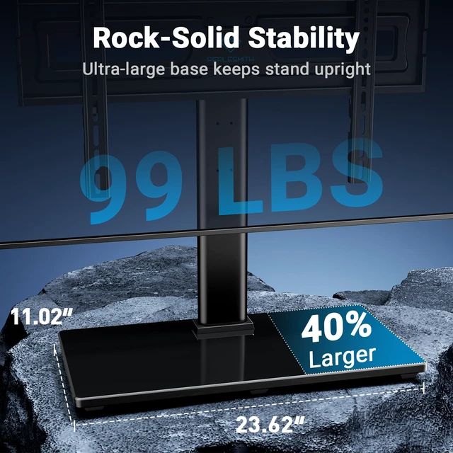 Alt view image 4 of 7 - Swivel Universal TV Stand Mount for 32-86 Inch LCD OLED Flat/Curved Screen TVs up to 99lbs-Height Adjustable Table Top TV Stand/Base with Tempered Glass Base&Wire Management,VESA 600x400mm