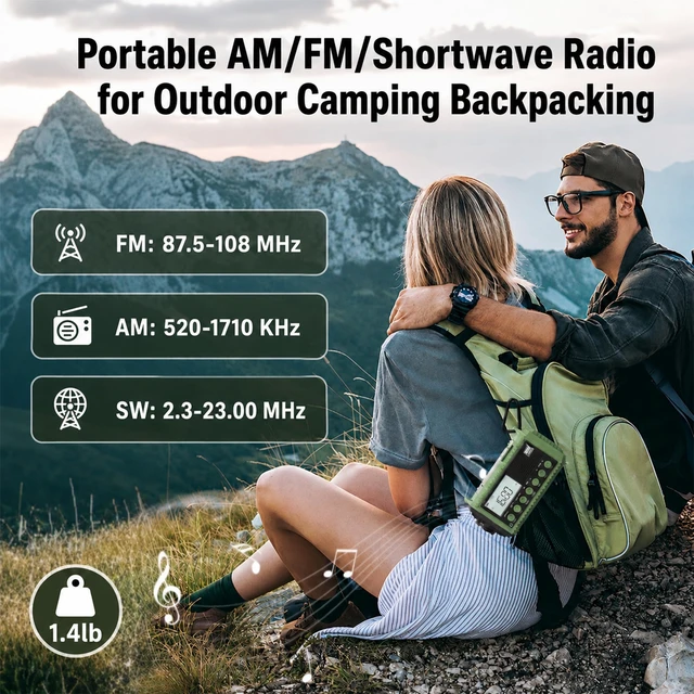 Alt view image 7 of 7 - NOAA Emergency Weather Radio Hand Crank Solar 12000mAh Battery Portable AM/FM Shortwave Radio Battery Operated with USB-C Charger, Flashlight, SOS Alert for Home Outdoor Hurricane Survival