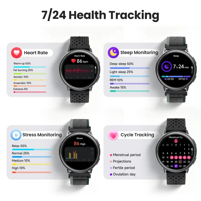 Alt view image 3 of 7 - Smart Watch for Men Women,GPS Built-in,1.3" Ultra-bright AMOLED Display,SOS Fitness Tracker with Heart Rate Monitor,Compass,Barometer,Compatible with iPhone/Android Phones,5ATM Waterproof,2 Bands