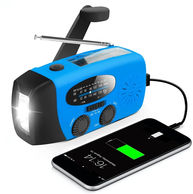 Main image of Hand Crank Radio with LED Flashlight, for Power Outage AM FM NOAA Emergency Weather Radio,2000mAh Phone Charger,Hand Cranked,Solar Panel