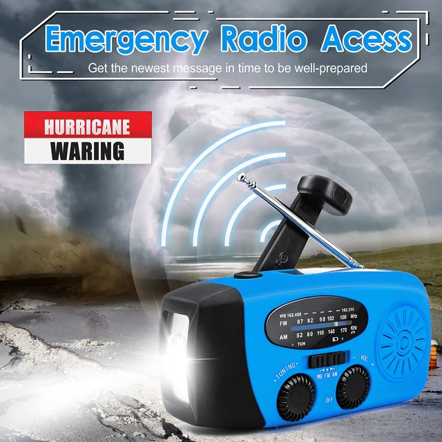 Alt view image 2 of 7 - Hand Crank Radio with LED Flashlight, for Power Outage AM FM NOAA Emergency Weather Radio,2000mAh Phone Charger,Hand Cranked,Solar Panel