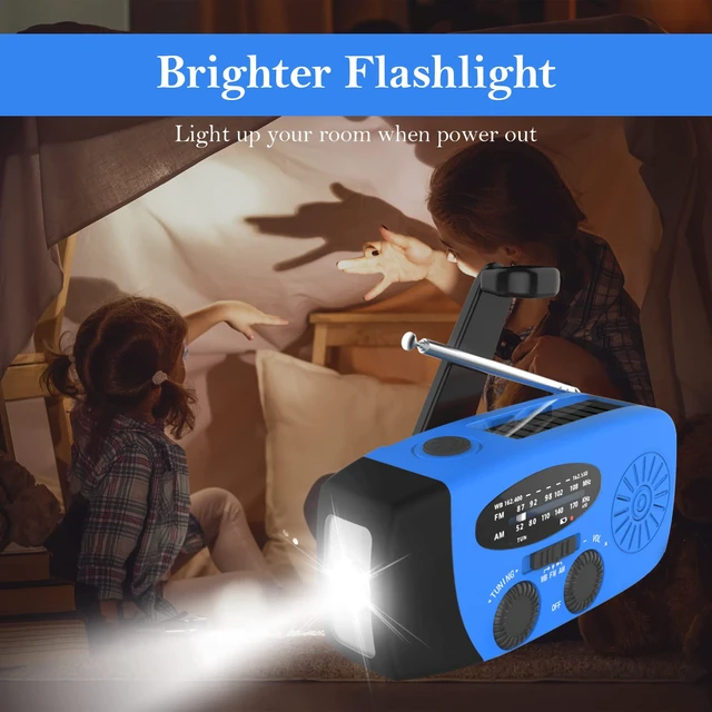 Alt view image 6 of 7 - Hand Crank Radio with LED Flashlight, for Power Outage AM FM NOAA Emergency Weather Radio,2000mAh Phone Charger,Hand Cranked,Solar Panel