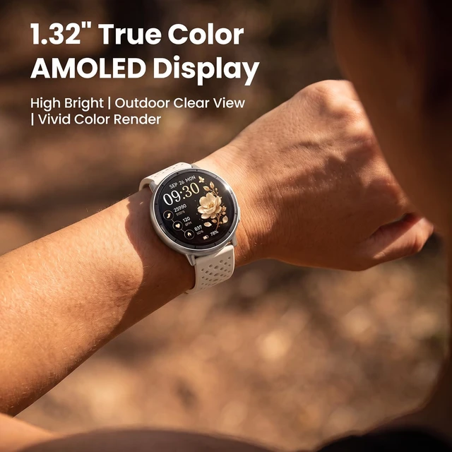 Alt view image 6 of 7 - Smart Watch for Men Women,GPS Built-in,1.3" Ultra-bright AMOLED Display,SOS Fitness Tracker with Heart Rate Monitor,Compass,Barometer,Compatible with iPhone/Android Phones,5ATM Waterproof,2 Bands