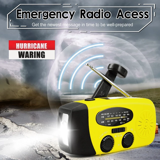 Alt view image 2 of 7 - Hand Crank Radio with LED Flashlight, for Power Outage AM FM NOAA Emergency Weather Radio,2000mAh Phone Charger,Hand Cranked,Solar Panel