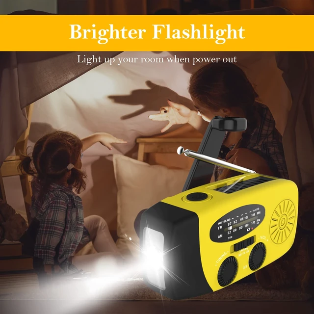Alt view image 6 of 7 - Hand Crank Radio with LED Flashlight, for Power Outage AM FM NOAA Emergency Weather Radio,2000mAh Phone Charger,Hand Cranked,Solar Panel