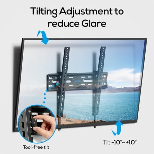 Alt view image 4 of 7 - UL Listed Tilting Low Profile TV Wall Mount - Holds Most 26-60 Inch TVs Up to 99 lbs, Quick Release Lock, Max VESA 400x400mm, Fits 8''-16'' Studs - by (Pack of 2)
