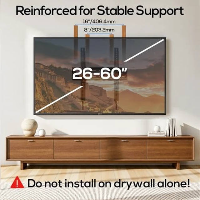 Alt view image 5 of 7 - UL Listed Tilting Low Profile TV Wall Mount - Holds Most 26-60 Inch TVs Up to 99 lbs, Quick Release Lock, Max VESA 400x400mm, Fits 8''-16'' Studs - by (Pack of 2)