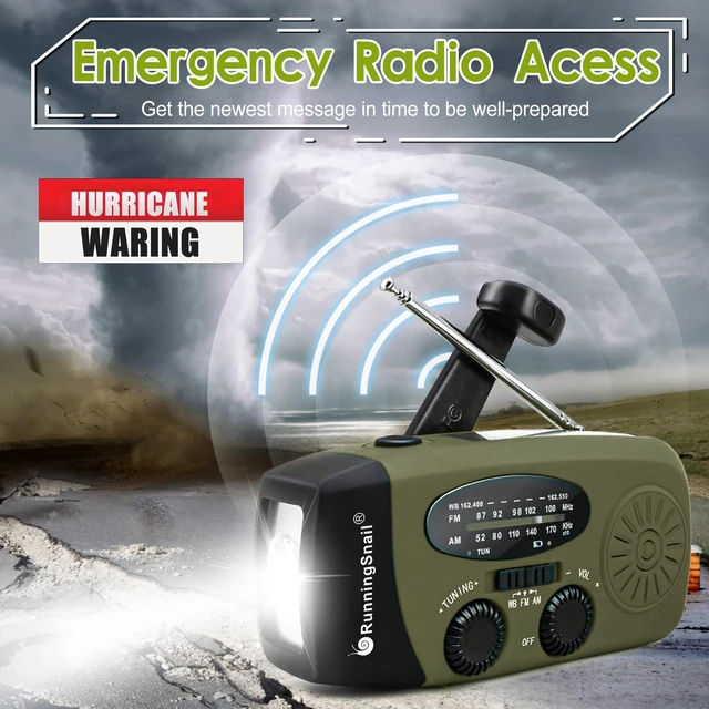 Alt view image 2 of 7 - Hand Crank Emergency Radio with LED Flashlight for Emergency Emergency Weather Radio with AM/FM/NOAA, 7400mWh Phone Charger, USB Charged & Solar Power for Camping, Emergency