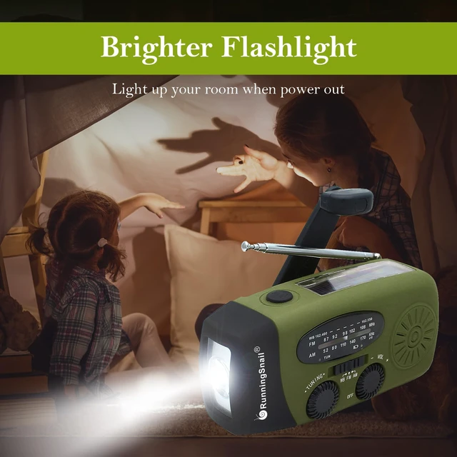 Alt view image 6 of 7 - Hand Crank Emergency Radio with LED Flashlight for Emergency Emergency Weather Radio with AM/FM/NOAA, 7400mWh Phone Charger, USB Charged & Solar Power for Camping, Emergency